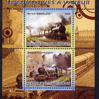 Djibouti 2008 Steam Locos #7 - Tamerlane & Polyphemus perf sheetlet containing 2 values unmounted mint
