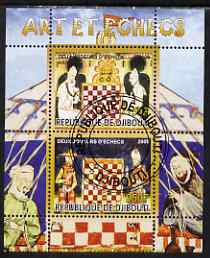 Djibouti 2008 Art & Chess #3 - perf sheetlet containing 2 values fine cto used