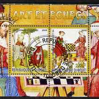 Djibouti 2008 Art & Chess #4 - perf sheetlet containing 2 values fine cto used