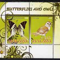 Malawi 2008 Butterflies & Owls perf sheetlet containing 2 values unmounted mint