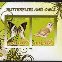Malawi 2008 Butterflies & Owls imperf sheetlet containing 2 values unmounted mint