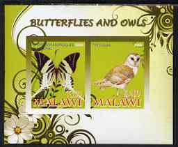 Malawi 2008 Butterflies & Owls imperf sheetlet containing 2 values unmounted mint