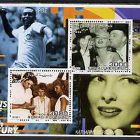 Somalia 2001 Icons of the 20th Century #14 - Elvis & Marilyn perf sheetlet containing 2 values with Pele & Katharine Hepburn in background unmounted mint. Note this item is privately produced and is offered purely on its thematic appeal