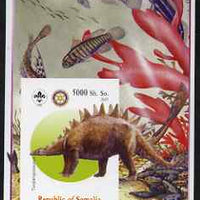 Somalia 2005 Dinosaurs #11 - Tuojiangosaurus imperf m/sheet with Scout & Rotary Logos, background shows Fish unmounted mint. Note this item is privately produced and is offered purely on its thematic appeal