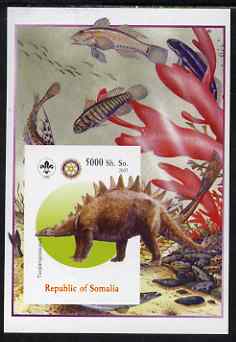 Somalia 2005 Dinosaurs #11 - Tuojiangosaurus imperf m/sheet with Scout & Rotary Logos, background shows Fish unmounted mint. Note this item is privately produced and is offered purely on its thematic appeal
