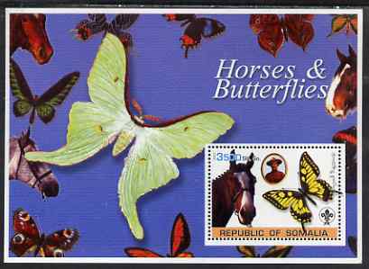 Somalia 2003 Horses & Butterflies (also showing Baden Powell and Scout & Guide Logos) perf s/sheet unmounted mint