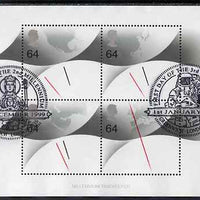 Great Britain 1999 Millennium Series - Millennium Timekeeper m/sheet containing 4 x 64p Clock stamps fine used with cancellations for Last Day of the 2nd Millennium and First Day of the 3rd, SG MS 2123