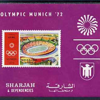 Sharjah 1971 Munich Olympics (Stadium) 6r imperf m/sheet unmounted mint, Mi BL 90B