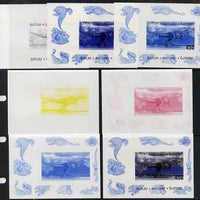 Batum 1998 Dinosaurs 450 value individual s/sheet the set of 7 imperf progressive proofs comprising the 4 individual colours plus 2, 3 & all 4-colour composites unmounted mint