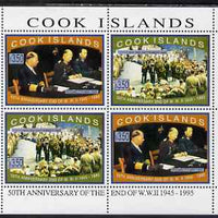 Cook Islands 1995 50th Anniversary of the End of WW2 perf sheetlet containing 4 values (2 sets of 2) unmounted mint, SG 1379-80