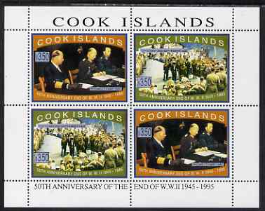 Cook Islands 1995 50th Anniversary of the End of WW2 perf sheetlet containing 4 values (2 sets of 2) unmounted mint, SG 1379-80