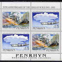 Cook Islands - Penryhn 1995 50th Anniversary of the End of WW2 perf sheetlet containing 4 values (2 sets of 2) unmounted mint, SG 513-4