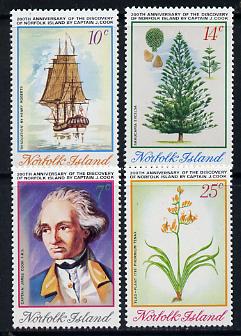 Norfolk Island 1974 Captain Cook Bicentenary (4th Issue) set of 4 (Flax, Trees, Ships) SG 152-55 unmounted mint