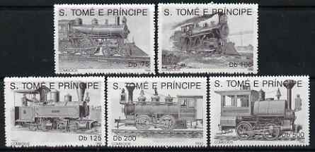 St Thomas & Prince Islands 1992 Steam Locos perf set of 5 values unmounted mint. Note this item is privately produced and is offered purely on its thematic appeal