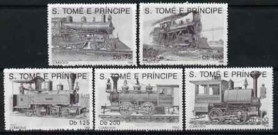 St Thomas & Prince Islands 1992 Steam Locos perf set of 5 values unmounted mint. Note this item is privately produced and is offered purely on its thematic appeal