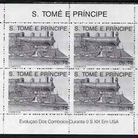 St Thomas & Prince Islands 1992 Steam Locos perf sheetlet containing 4 x 75 Db values unmounted mint