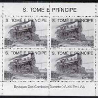 St Thomas & Prince Islands 1992 Steam Locos perf sheetlet containing 4 x 100 Db values unmounted mint. Note this item is privately produced and is offered purely on its thematic appeal