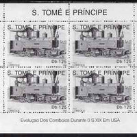 St Thomas & Prince Islands 1992 Steam Locos perf sheetlet containing 4 x 125 Db values unmounted mint. Note this item is privately produced and is offered purely on its thematic appeal