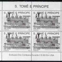 St Thomas & Prince Islands 1992 Steam Locos perf sheetlet containing 4 x 200 Db values unmounted mint