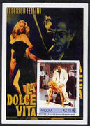 Angola 2002 History of the Cinema #06 (Fellini's La Dolce Vita) perf m/sheet with fine 4mm shift of perforations, unmounted mint. Note this item is privately produced and is offered purely on its thematic appeal