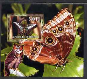 Djibouti 2006 Owl & Butterfly #2 perf m/sheet unmounted mint. Note this item is privately produced and is offered purely on its thematic appeal