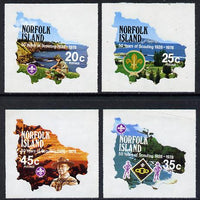 Norfolk Island 1978 Scouts 50th Anniversary self-adhesive set of 4 in shape of Map unmounted mint, SG 209-12*