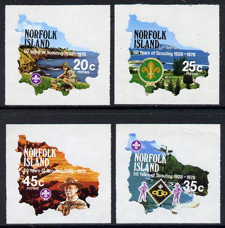 Norfolk Island 1978 Scouts 50th Anniversary self-adhesive set of 4 in shape of Map unmounted mint, SG 209-12*