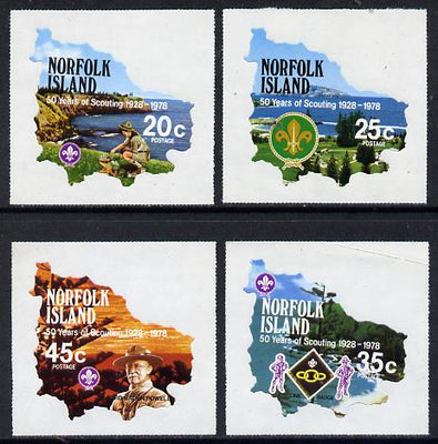 Norfolk Island 1978 Scouts 50th Anniversary self-adhesive set of 4 in shape of Map unmounted mint, SG 209-12*