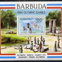 Barbuda 1984 Olympic Games $5 (Flag & Torch) perf m/sheet unmounted mint, SG MS734