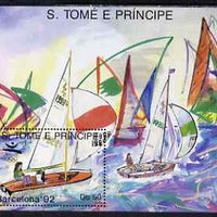 St Thomas & Prince Islands 1989 Barcelona '92 50Db m/sheet (Sailing) unmounted mint