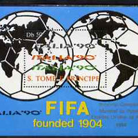 St Thomas & Prince Islands 1990 Football World Cup 50Db perf m/sheet (Football Map of the World) unmounted mint