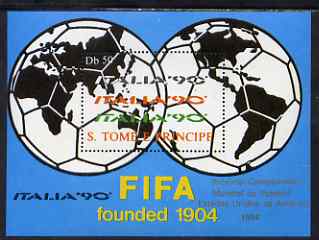 St Thomas & Prince Islands 1990 Football World Cup 50Db perf m/sheet (Football Map of the World) unmounted mint