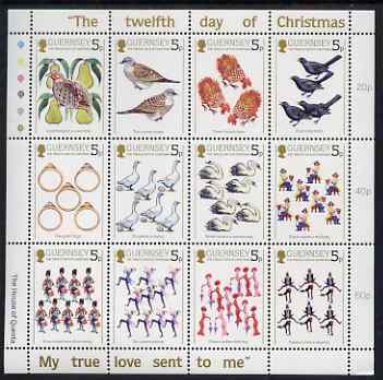 Guernsey 1984 Christmas - The Twelve Days of Christmas perf sheetlet containing set of 12 values unmounted mint, SG 316-27