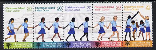 Christmas Island 1979 Int Year of the Child se-tenant strip of 5 unmounted mint, SG 108a