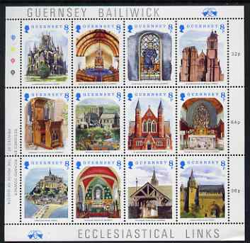 Guernsey 1988 Christmas - Ecclesiastical Links perf sheetlet containing set of 12 values unmounted mint, SG 439-50