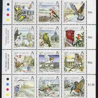 Guernsey 1990 Christmas - Winter Birds perf sheetlet containing set of 12 values unmounted mint, SG 505-16