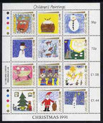 Guernsey 1991 Christmas - Children's Paintings perf sheetlet containing set of 12 values unmounted mint, SG 540-51