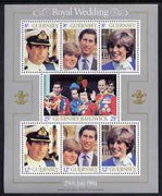 Guernsey 1981 Royal Wedding perf sheetlet containing set of 7 values unmounted mint, SG MS 239