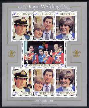 Guernsey 1981 Royal Wedding perf sheetlet containing set of 7 values unmounted mint, SG MS 239