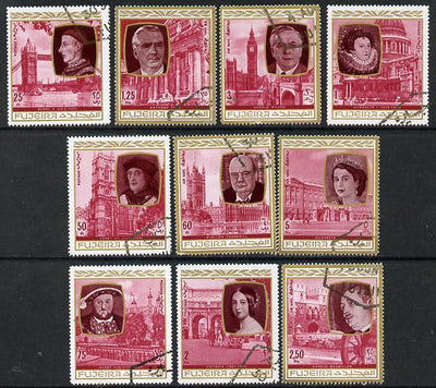 Fujeira 1970 Personalities (Monarchs & Politicians with London Landmarks) cto used set of 10, Mi 475-84