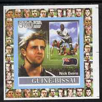 Guinea - Bissau 2007 Rugby - Nick Evans individual imperf deluxe sheet unmounted mint. Note this item is privately produced and is offered purely on its thematic appeal