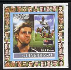 Guinea - Bissau 2007 Rugby - Nick Evans individual imperf deluxe sheet unmounted mint. Note this item is privately produced and is offered purely on its thematic appeal