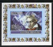 Guinea - Bissau 2008 Ludwig van Beethoven 500f individual imperf deluxe sheet unmounted mint. Note this item is privately produced and is offered purely on its thematic appeal