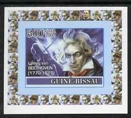Guinea - Bissau 2008 Ludwig van Beethoven 500f individual imperf deluxe sheet unmounted mint. Note this item is privately produced and is offered purely on its thematic appeal
