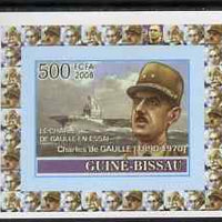 Guinea - Bissau 2008 Charles de Gaulle 500f individual imperf deluxe sheet unmounted mint. Note this item is privately produced and is offered purely on its thematic appeal