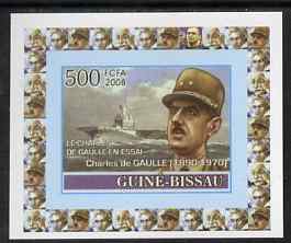 Guinea - Bissau 2008 Charles de Gaulle 500f individual imperf deluxe sheet unmounted mint. Note this item is privately produced and is offered purely on its thematic appeal