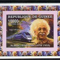 Guinea - Conakry 2006 Albert Einstein individual imperf deluxe sheet #2 with TGV Train, unmounted mint. Note this item is privately produced and is offered purely on its thematic appeal as Yv 320