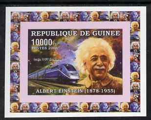 Guinea - Conakry 2006 Albert Einstein individual imperf deluxe sheet #2 with TGV Train, unmounted mint. Note this item is privately produced and is offered purely on its thematic appeal as Yv 320