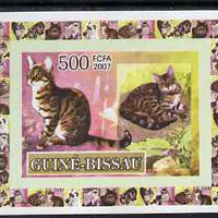 Guinea - Bissau 2007 Domestic cats 500f individual imperf deluxe sheet #1 unmounted mint. Note this item is privately produced and is offered purely on its thematic appeal