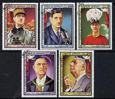 Umm Al Qiwain 1972 General de Gaulle cto used set of 5, Mi 610-14